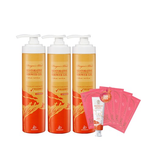 龍血求麗潤澤修護沐浴乳500mLx3  贈 極光白美白面膜*5+龍血修護牙膏120g