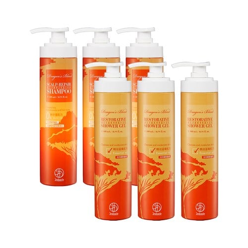 龍血求麗頭皮修護洗髮精500mLx3+潤澤修護沐浴乳500mLx3