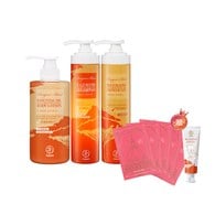 龍血求麗頭皮修護洗髮精500mL+潤澤修護沐浴乳500mL+身體乳500mL 贈 極光白美白面膜*5+龍血修護牙膏120g