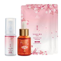 珍朵絲特 龍血求麗精華30ml+櫻の雪傳明酸美白精華液30ml贈美白面膜x2