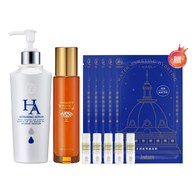 【輕保濕組】龍血玻尿酸保濕精華300mL+★短效★龍血求麗修護乳80mL 贈 水搖滾保濕面膜*5+保濕水凝露*5